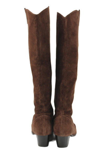 Raye Womens Slip On Block Heel Pointed Toe Suede Knee High Boots Brown Size 9.5