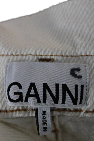 Ganni Womens Paperbag Pants White Organic Cotton Buckle Size 29