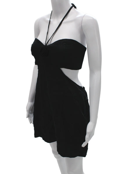 Reformation Womens Mini Sundress Black Linen Sleeveless Knee Length Size 10