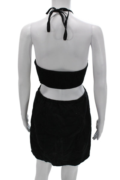 Reformation Womens Mini Sundress Black Linen Sleeveless Knee Length Size 10