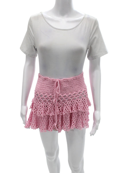 Edikted Womens Pink Mini Peasant Skirt Size L