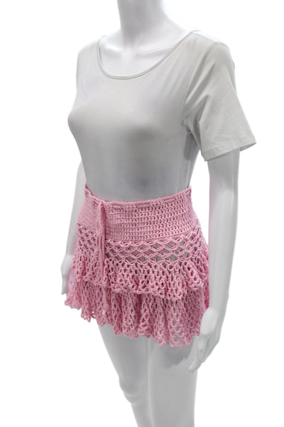 Edikted Womens Pink Mini Peasant Skirt Size L