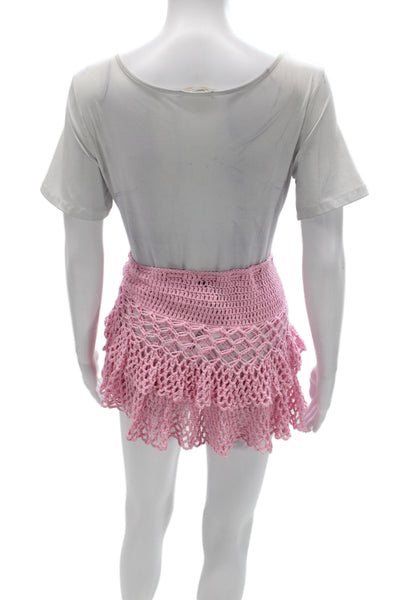 Edikted Womens Pink Mini Peasant Skirt Size L