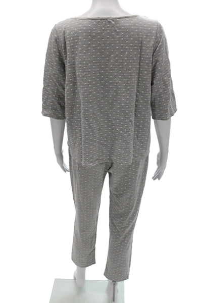 Eberjey Womens Gray Polka Dot Sleepwear Set 3/4 Sleeve Round Neck Size L