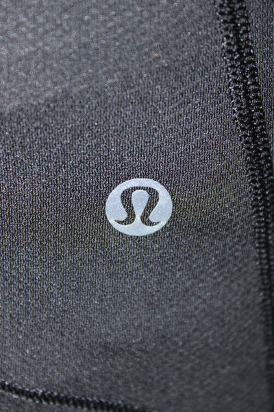 Lululemon Women Cropped Short Sleeve Black Top Round Neck Size 10