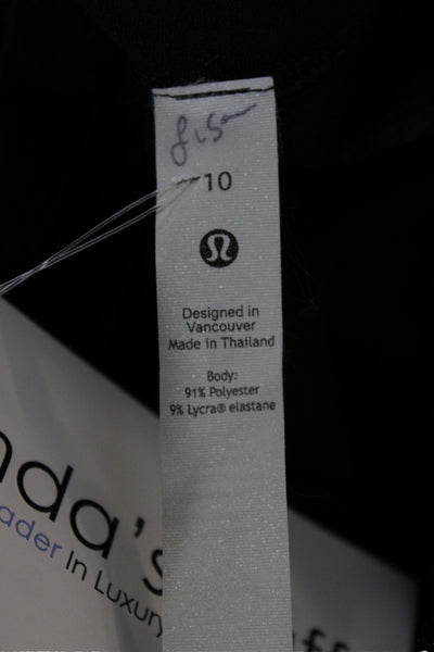 Lululemon Women Cropped Short Sleeve Black Top Round Neck Size 10