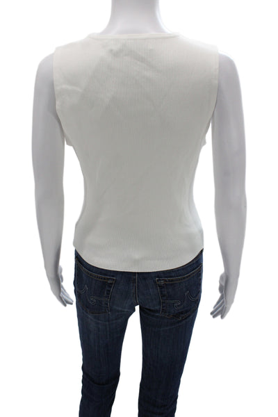 Proenza Schouler Women Cotton Sleeveless Tank White Crewneck Size 8