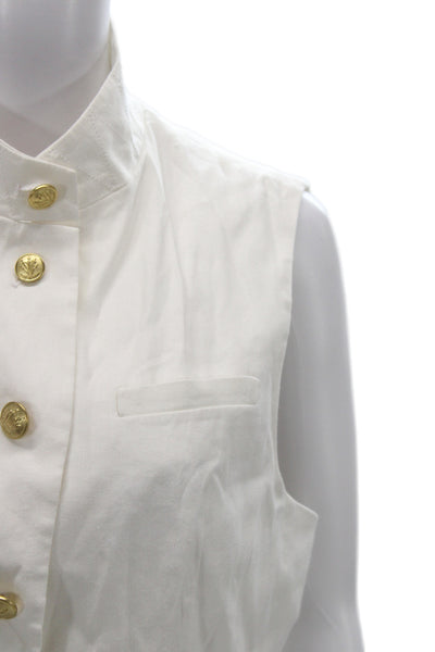 Rag & Bone Womens Military Vest White Sleeveless High Neck Button Size 12
