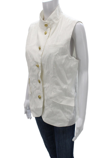 Rag & Bone Womens Military Vest White Sleeveless High Neck Button Size 12