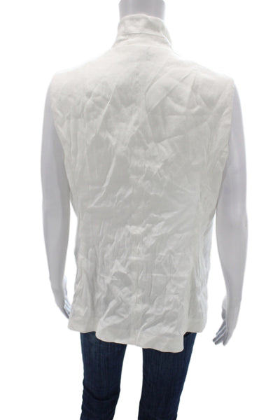 Rag & Bone Womens Military Vest White Sleeveless High Neck Button Size 12