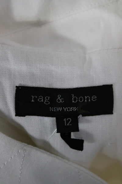Rag & Bone Womens Military Vest White Sleeveless High Neck Button Size 12