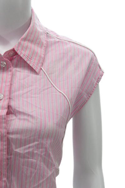 Alexander Wang Women Cropped Collared Striped Cotton Button-Up Top Size S