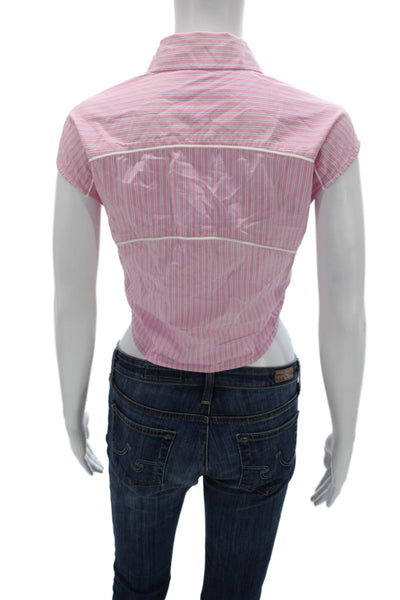Alexander Wang Women Cropped Collared Striped Cotton Button-Up Top Size S