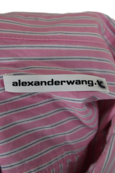 Alexander Wang Women Cropped Collared Striped Cotton Button-Up Top Size S