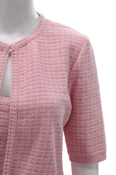 Zara Womens Cropped Camisole Check Button Front Crewneck Pink Top Size L