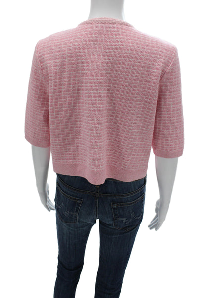 Zara Womens Cropped Camisole Check Button Front Crewneck Pink Top Size L