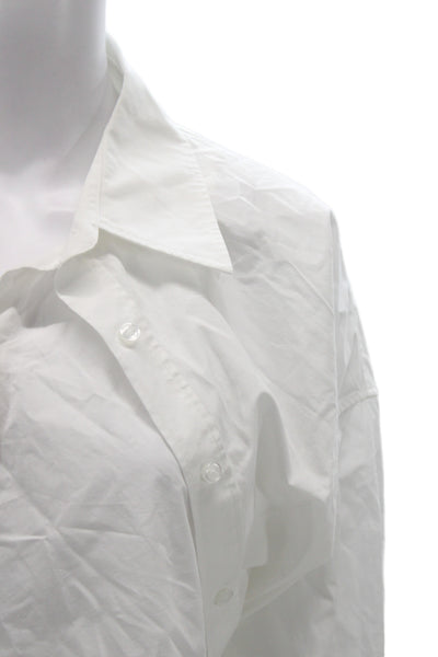 Alexander Wang Women Cropped Button-Up White Long Sleeve Collared Size L