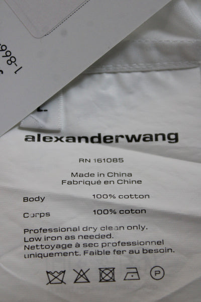 Alexander Wang Women Cropped Button-Up White Long Sleeve Collared Size L
