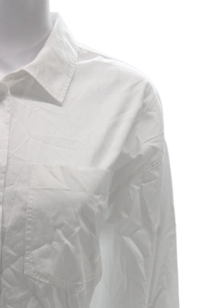 J Crew Women Basic Collared White Button-Up Long Sleeve Top Size M