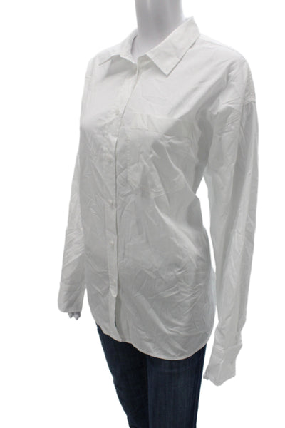 J Crew Women Basic Collared White Button-Up Long Sleeve Top Size M