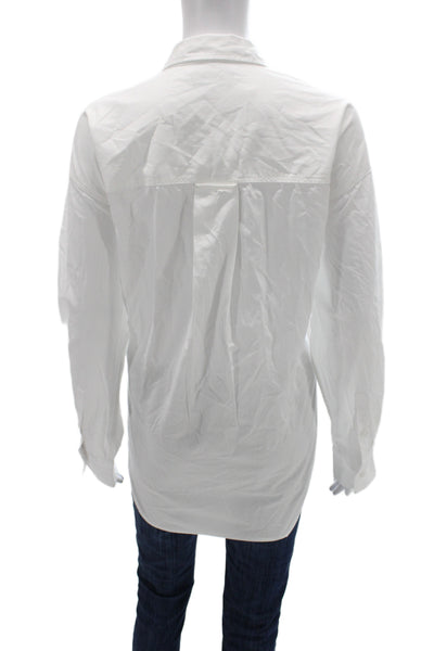 J Crew Women Basic Collared White Button-Up Long Sleeve Top Size M