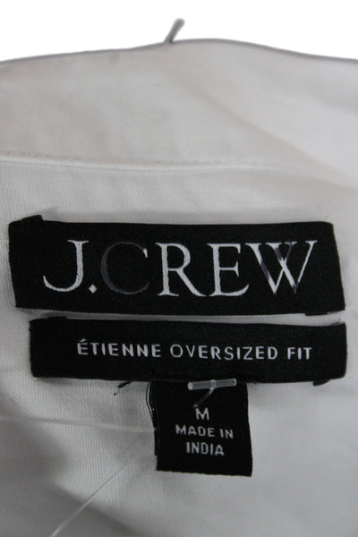 J Crew Women Basic Collared White Button-Up Long Sleeve Top Size M