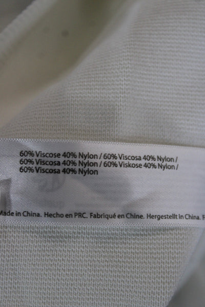 Cult Gaia Women Cropped V-Neck Long Sleeve Tie Front Top White Size L