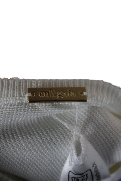 Cult Gaia Women Cropped V-Neck Long Sleeve Tie Front Top White Size L