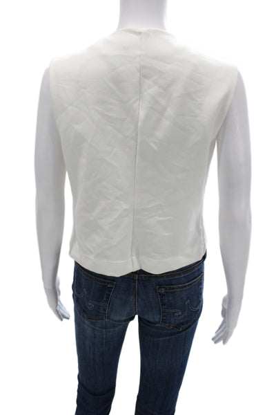 Boamar Womens Classic Sleeveless V Neck Buckle Vest White Size S