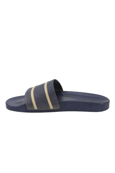 Brunello Cucinelli Mens Slide On Pool Sandals Navy Blue Beige Size 44
