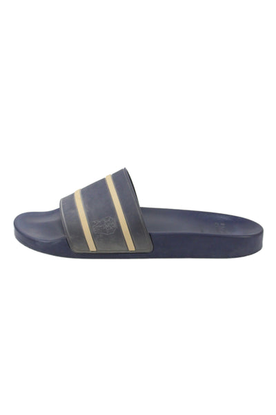 Brunello Cucinelli Mens Slide On Pool Sandals Navy Blue Beige Size 44