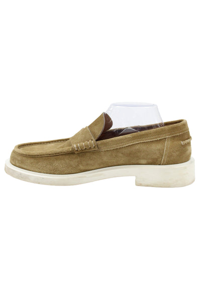 Hermes Mens Suede Slide On Casual Loafers Beige Size 43