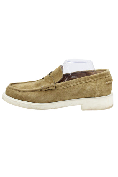 Hermes Mens Suede Slide On Casual Loafers Beige Size 43