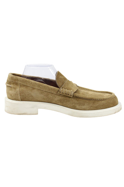 Hermes Mens Suede Slide On Casual Loafers Beige Size 43