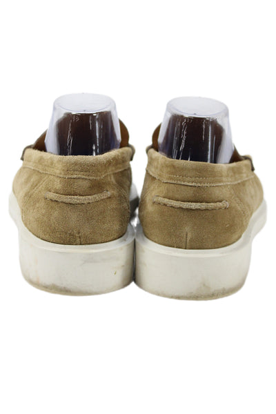 Hermes Mens Suede Slide On Casual Loafers Beige Size 43