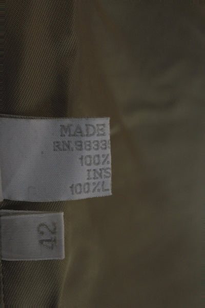 Prada Women Overcoat 100% Wool Tan Zip Mock Neck Long Sleeve Size 42