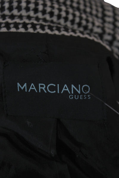 Marciano Womens Black Plaid Motorcycle Jacket Buckle Virgin Wool Size 44