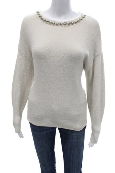 T Tahari Unisex Pullover Sweater White Round Neck Long Sleeve Size XS