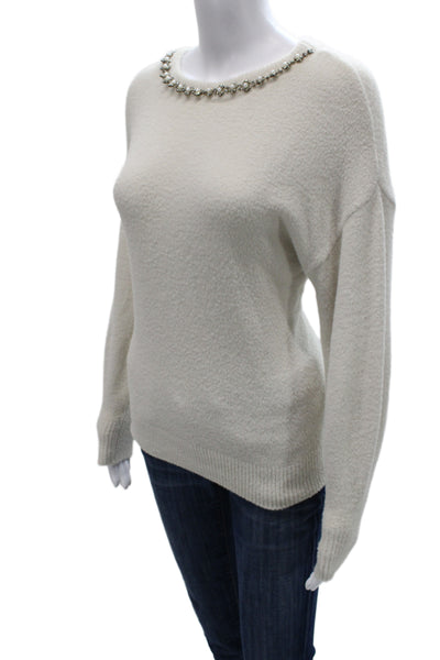 T Tahari Unisex Pullover Sweater White Round Neck Long Sleeve Size XS