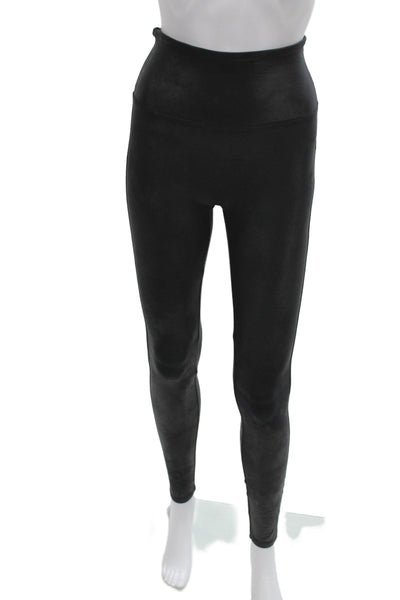 Spanx Women Black Ankle Jeggings Coated Nylon Elastane Size M