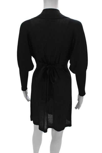 Cashmere Womens Sweater Dress Black Long Sleeve Square Neck Size S