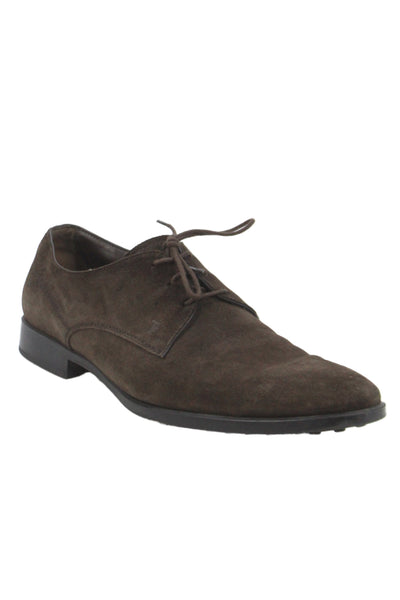Tods Mens Suede Laced Derby Shoes Brown Size 10