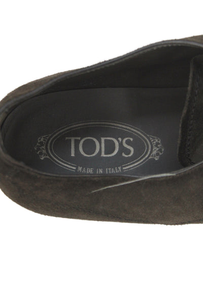 Tods Mens Suede Laced Derby Shoes Brown Size 10