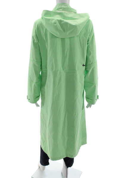 Nike Womens Raincoat Windbreaker Green Collared Polyester Size XS
