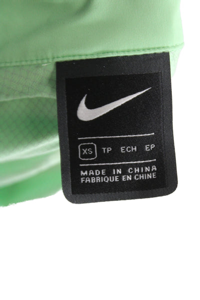 Nike Womens Raincoat Windbreaker Green Collared Polyester Size XS