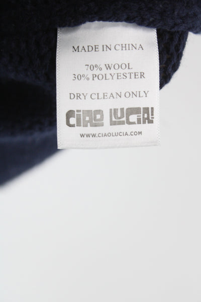 ciro lucia Unisex Pullover Cashmere Turtleneck Sweater Dark Blue Size XS