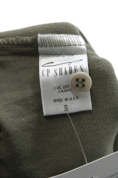 CP Shades Women Basic Collared Button-Up Long Sleeve Green Size S