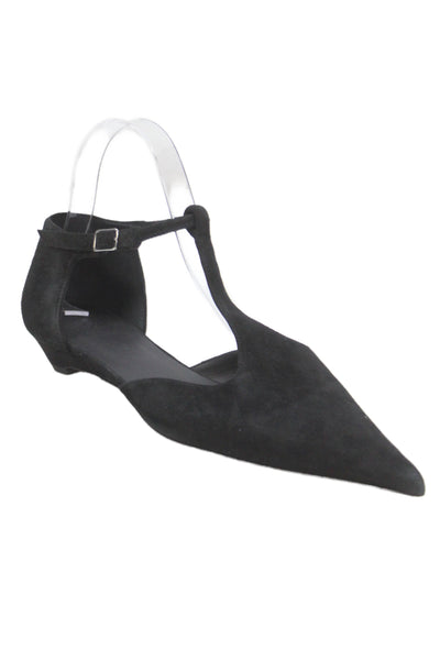 COS Womens Suede Strappy Pointed Toe  Flats Black Size 9