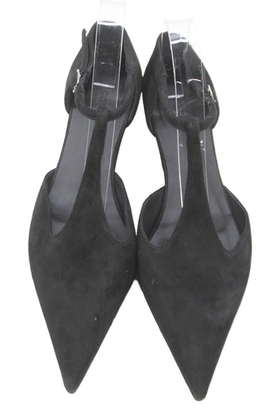 COS Womens Suede Strappy Pointed Toe  Flats Black Size 9