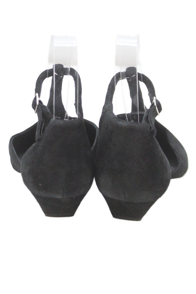 COS Womens Suede Strappy Pointed Toe  Flats Black Size 9